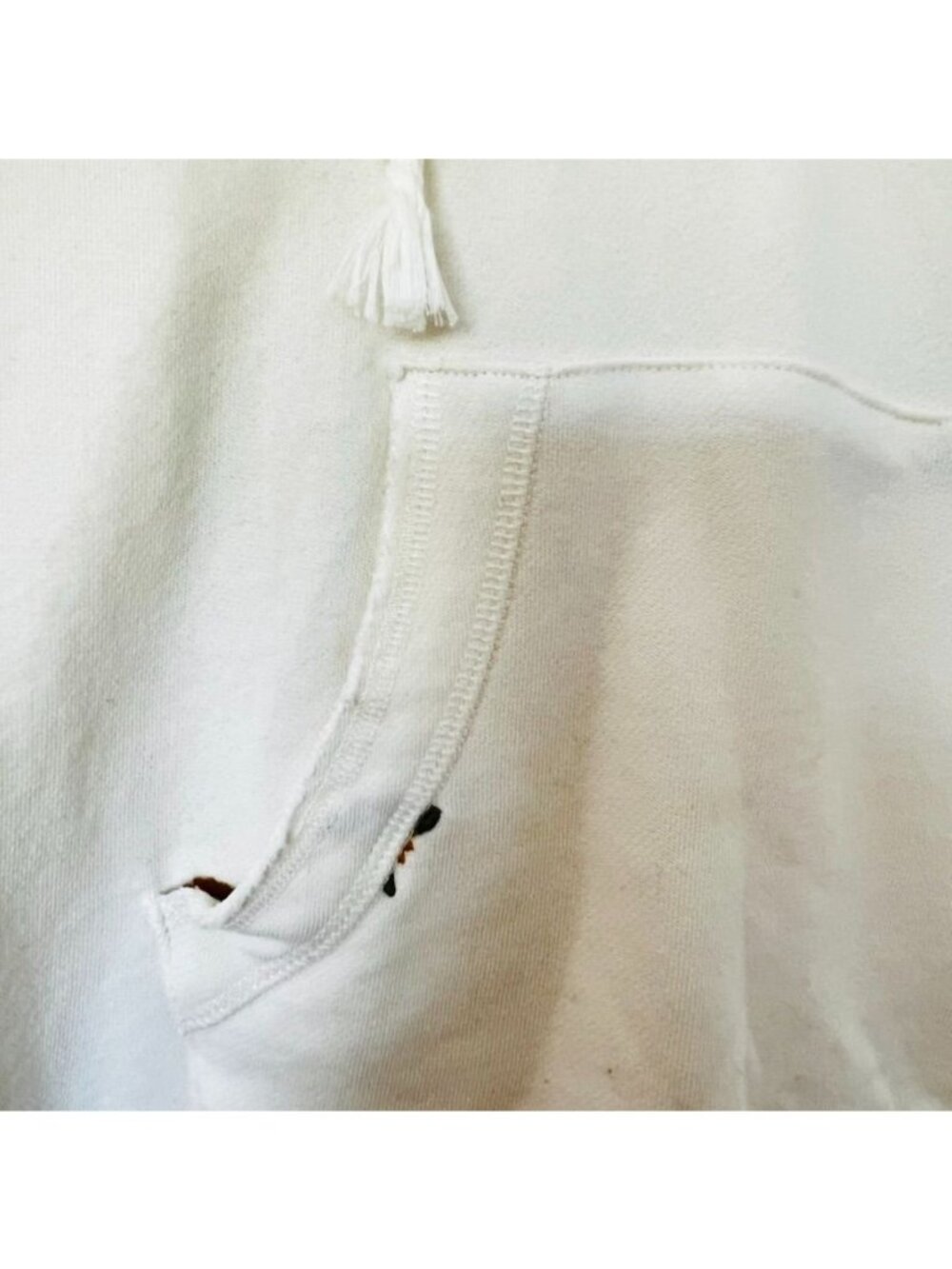 NWOT Sunflower Embroidered Hoodie Cream Lightweight Boho Floral Pullover Cottage - Picture 7 of 13
